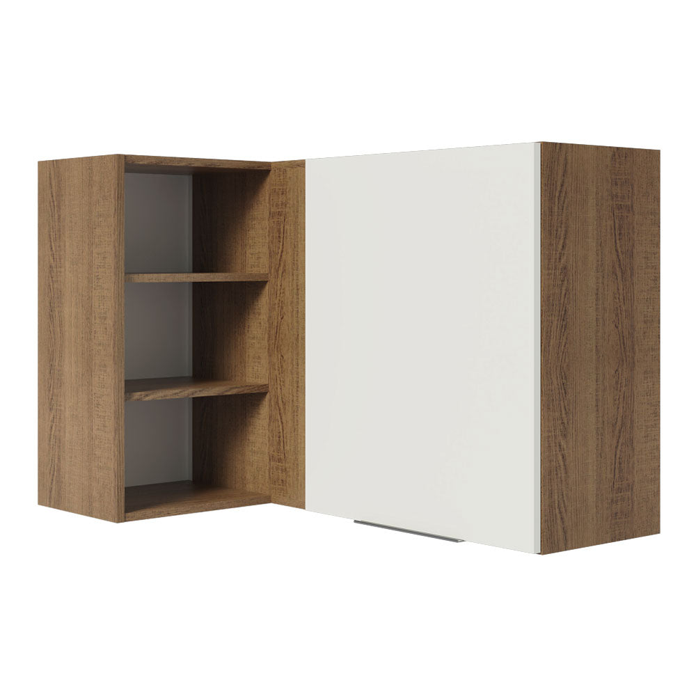 Alacena Cocina Esquinera 1 Puerta para línea de 60 cm de Profundidad Marrón/Blanco Stella Madesa