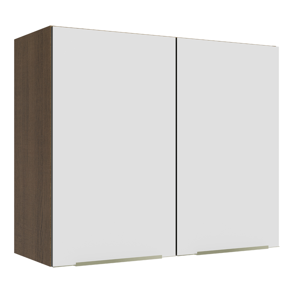 Alacena Cocina 80 cm 2 Puertas Marrón/Blanco Aterciopelado Lux Madesa