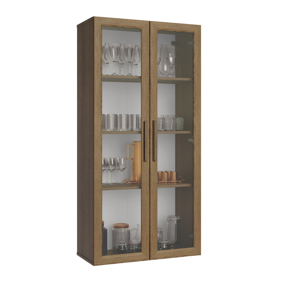 Mueble de Cocina Cristalero 70 cm 2 Puertas de Vidrio Marrón