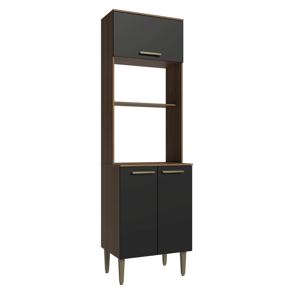 Mueble para Horno/Microondas 60 cm 3 Puertas Marrón/Negro Lille Madesa