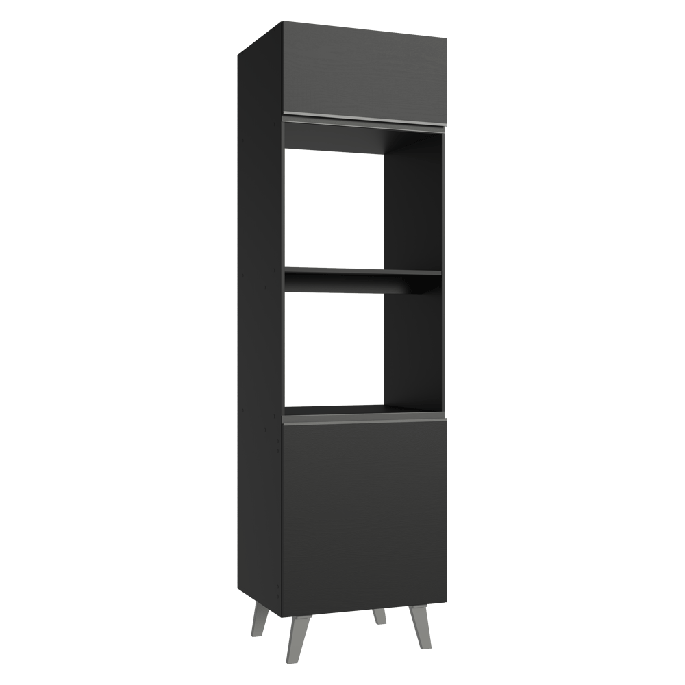 Despensero 60 cm 2 Puertas 2 Nichos con Patas Negro Nice Madesa