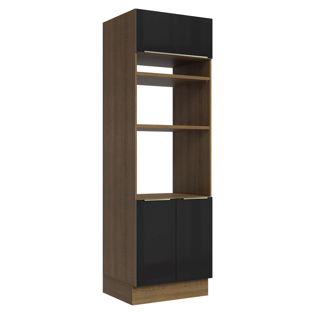 Mueble para Horno/Microondas 70 cm 3 Puetas Marrón/Negro Lux Madesa