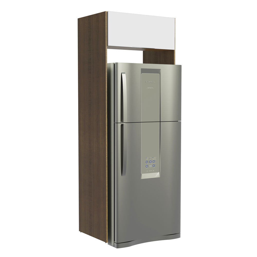Mueble para Empotrar Heladera 1 Puerta Abatible Marrón/Blanco Stella Madesa