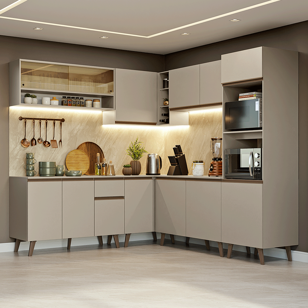 Combo completo de Cocina Esquinera 445cm Crema Nice 01