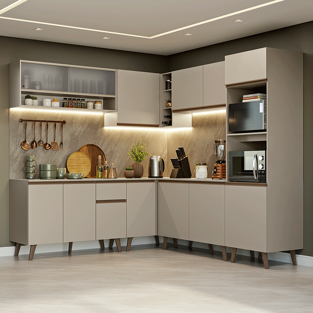 Combo completo de Cocina Esquinera 445 cm Crema Nice 02