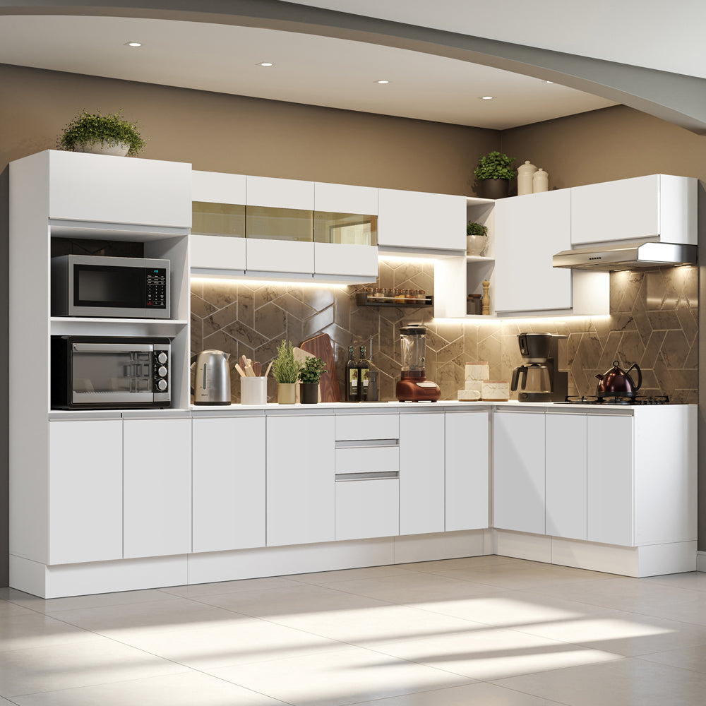 Combo Completo de Cocina Esquinera 100% MDF 448 cm Blanco Smart Madesa 01