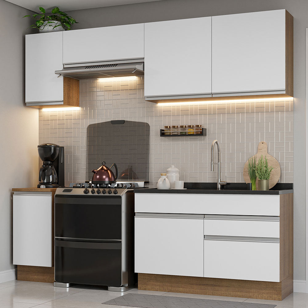 Combo Completo de Cocina 240 cm Marrón/Blanco Glamy Madesa 07