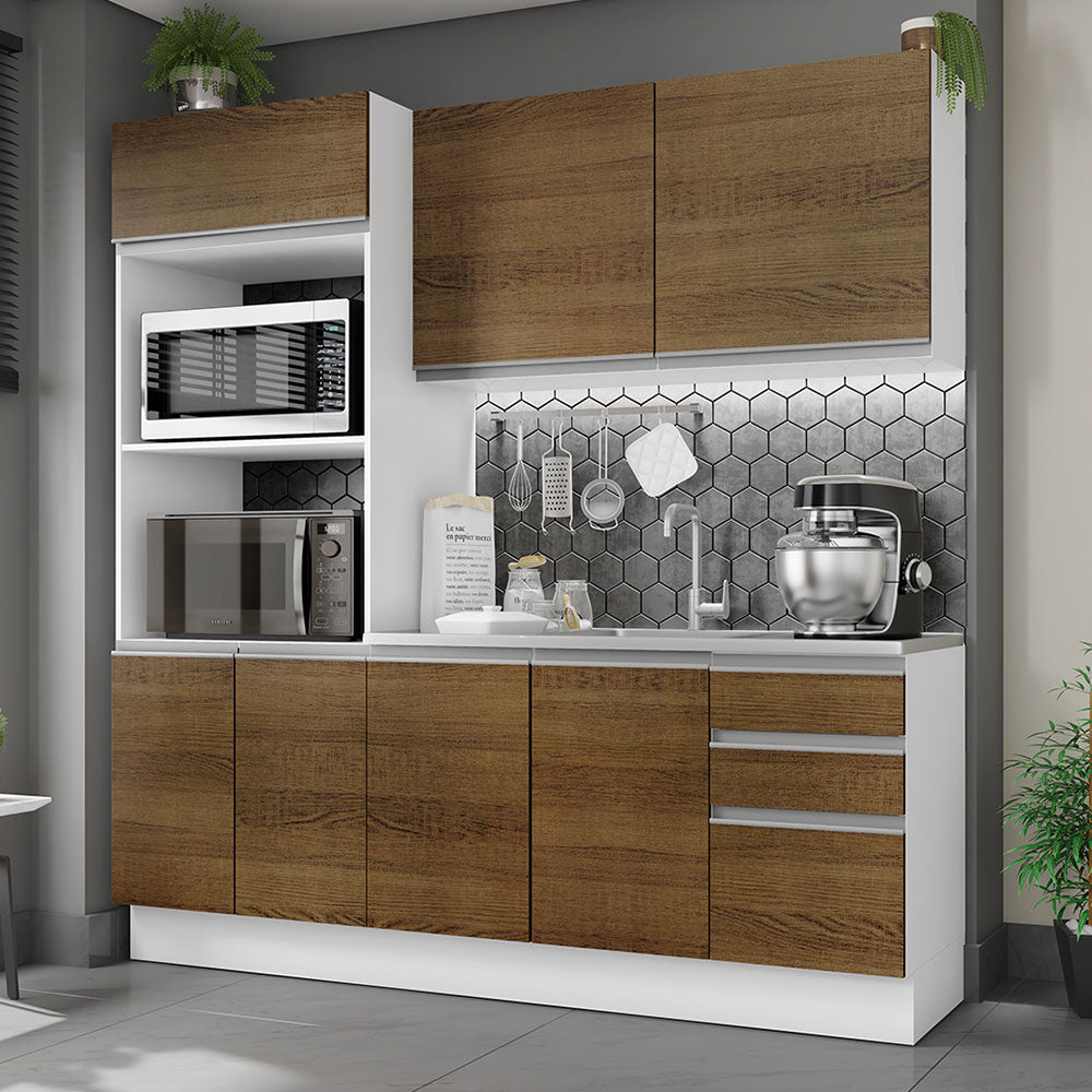 Cocina Compacta 100% MDF 190cm Blanco/Marrón Acordes Madesa 01