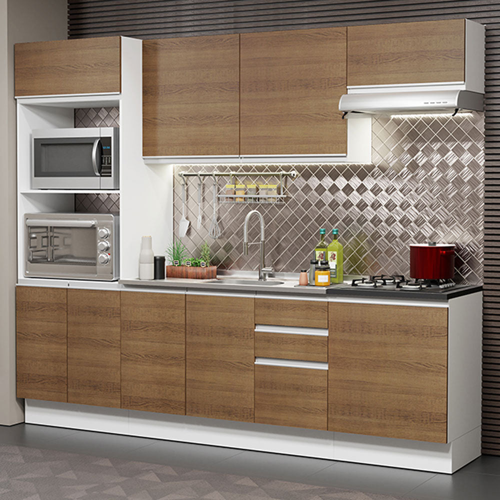 Combo Completo de Cocina 100% MDF 250 cm Blanco/Marrón Acordes Madesa 03