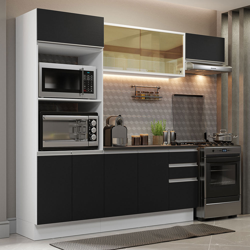 Combo Completo de Cocina 100% MDF 250 cm Blanco/Negro Acordes Madesa 04