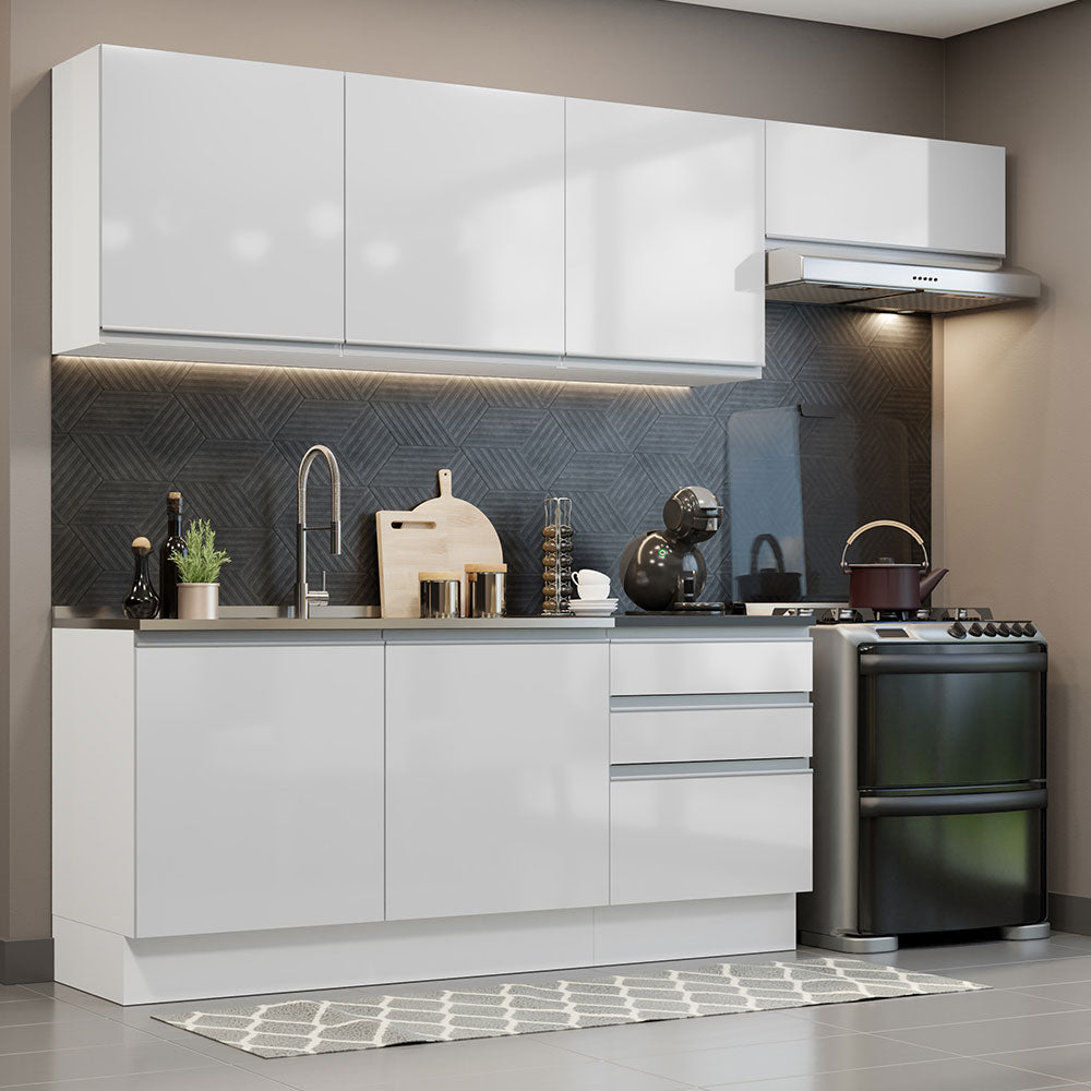 Combo Completo de Cocina 100% MDF 260 cm Frentes Blanco Brillante Acordes Madesa 03