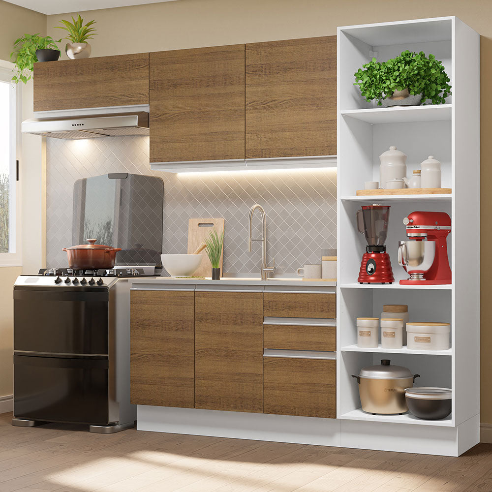 Combo Completo de Cocina 260 cm 100% MDF Blanco/Marrón Acordes Madesa 04