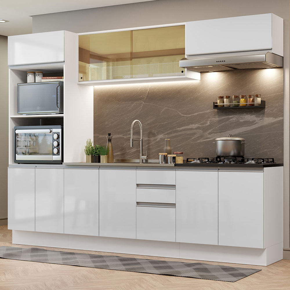 Combo Completo de Cocina 100% MDF 270 cm Frentes Blanco Brillante Acordes Madesa 07