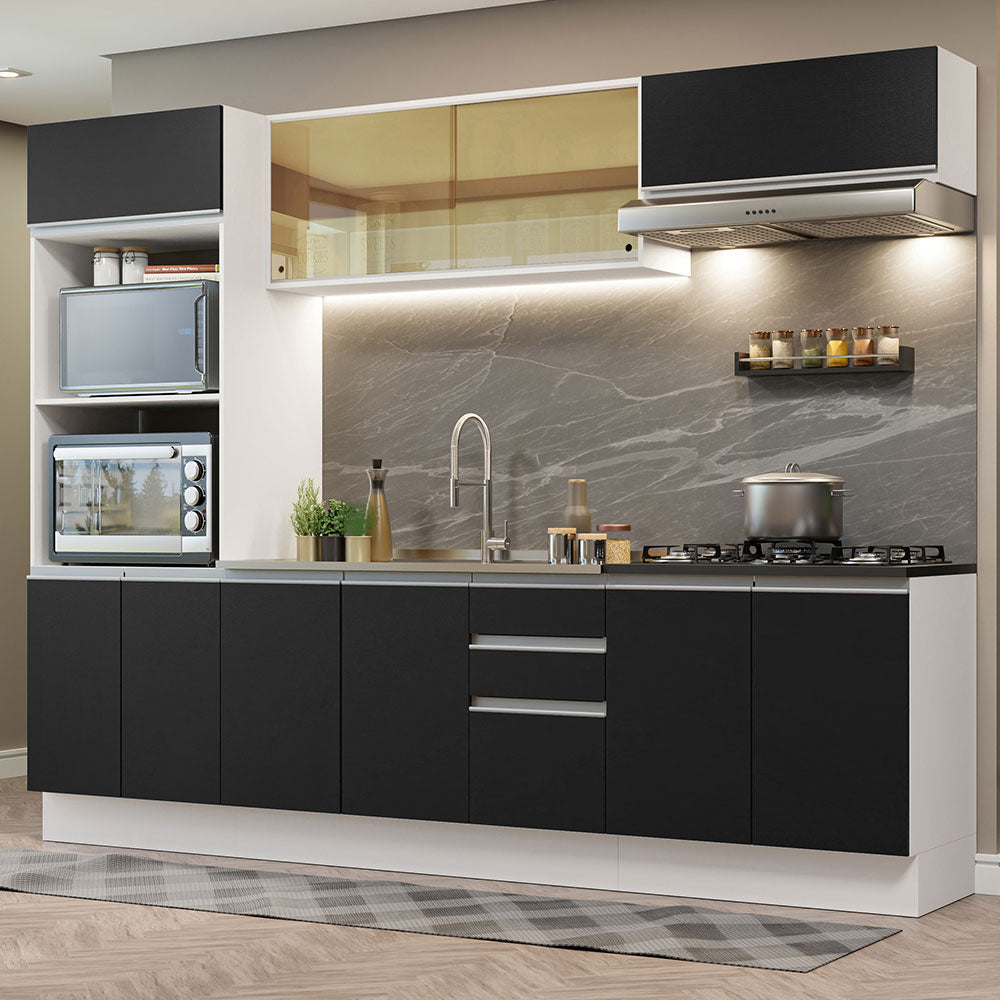 Combo Completo de Cocina 100% MDF 270 cm Blanco/Negro Acordes Madesa 07