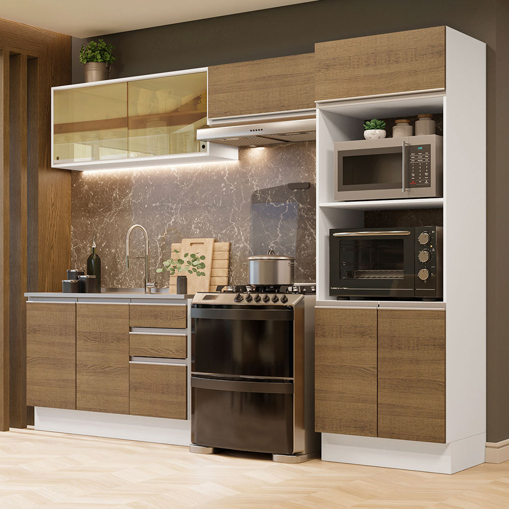 Combo Completo de Cocina 100% MDF 270 cm Blanco/Marrón Acordes Madesa 08