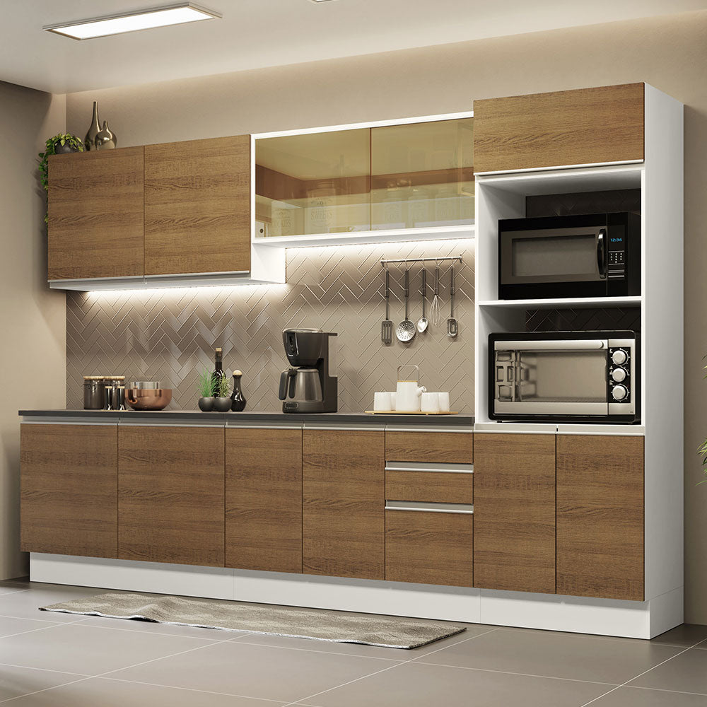 Combo Completo de Cocina 100% MDF 310 cm Blanco/Marrón Acordes Madesa 01