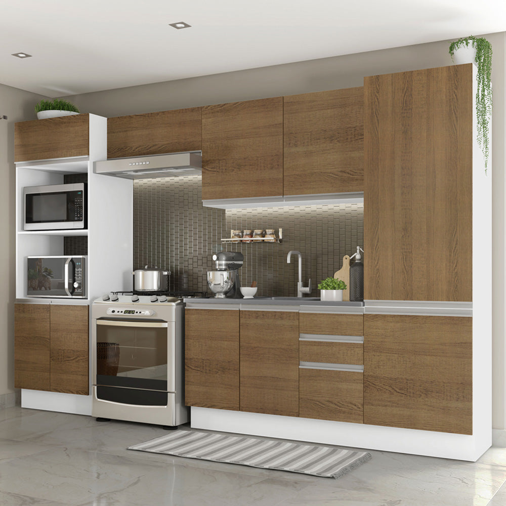 Combo Completo de Cocina 100% MDF 330 cm Marrón/Blanco Acordes Madesa 02