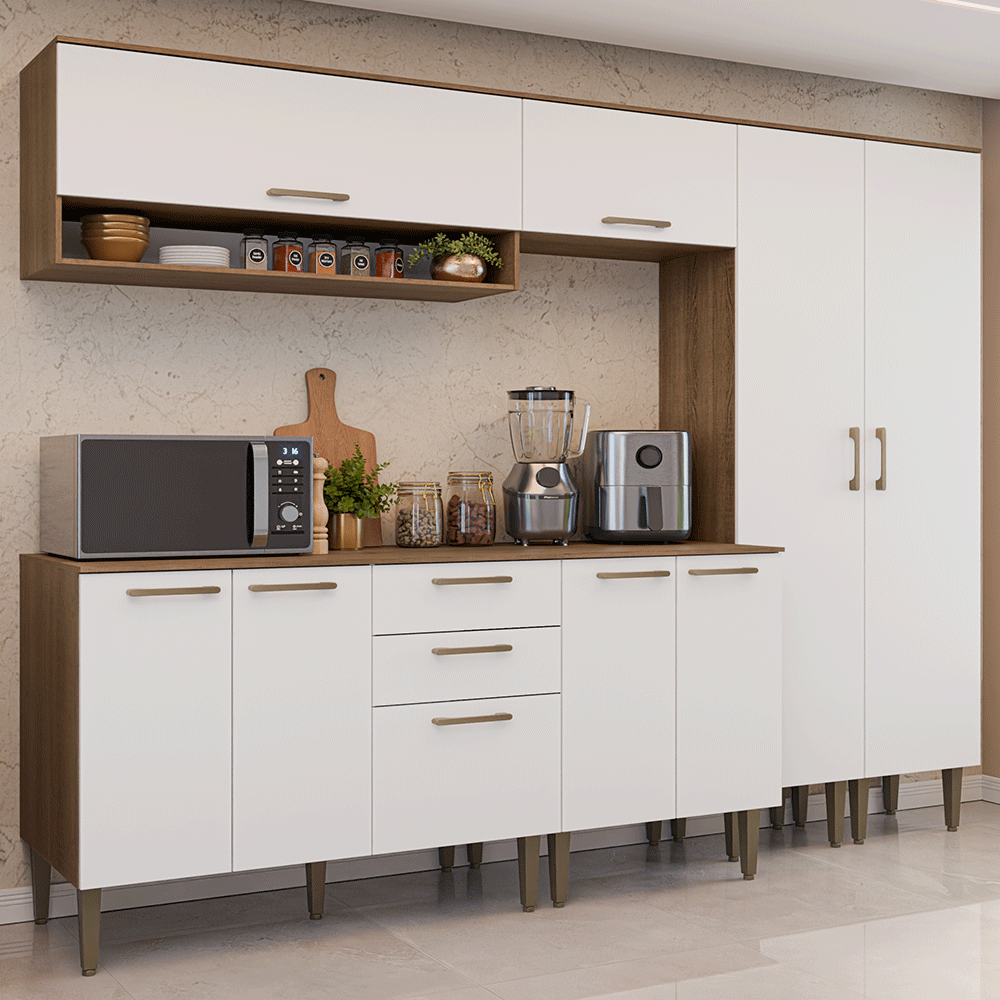 Combo completo de Cocina 245 cm Marrón/Blanco Lille Madesa 01