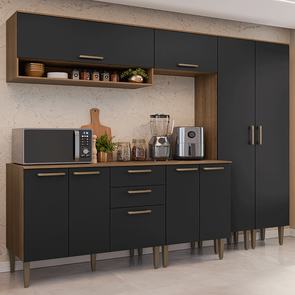 Combo completo de Cocina 245 cm Marrón/Negro Lille Madesa 01