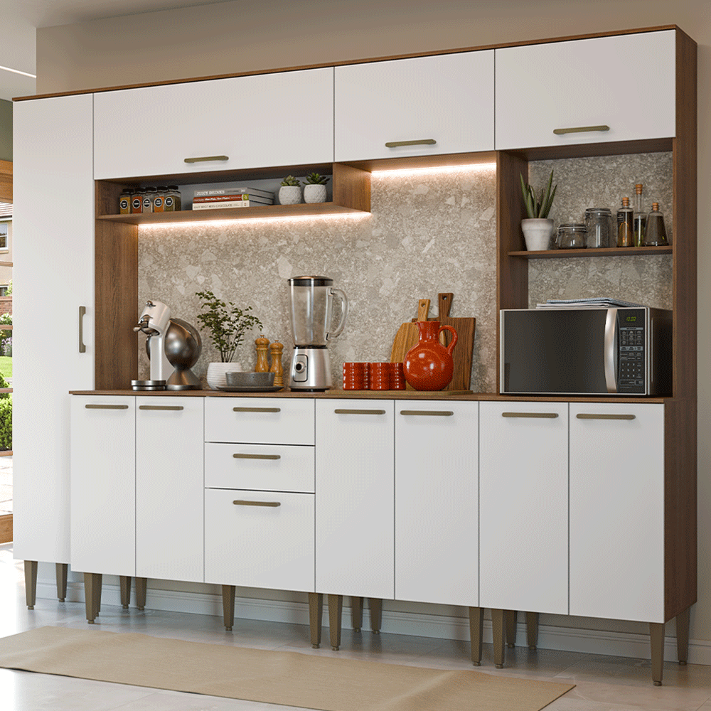 Combo completo de Cocina 265 cm Marrón/Blanco Lille Madesa 01