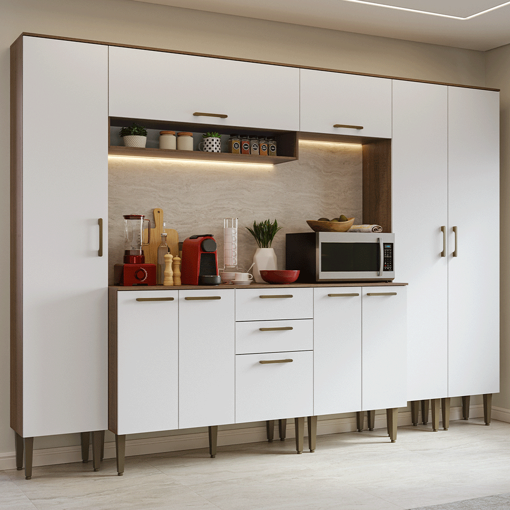 Combo completo de Cocina 285 cm Marrón/Blanco Lille Madesa 01