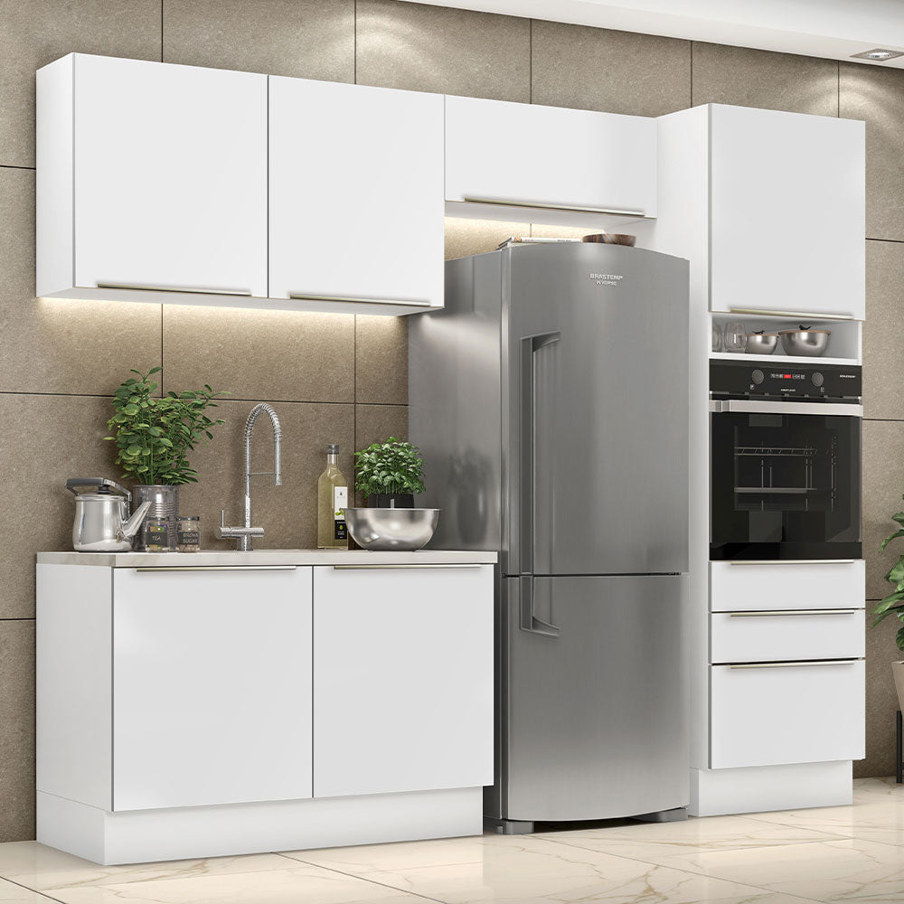 Combo Completo de Cocina 260 x 60 cm Blanco/Blanco Aterciopelado Lux Madesa 05