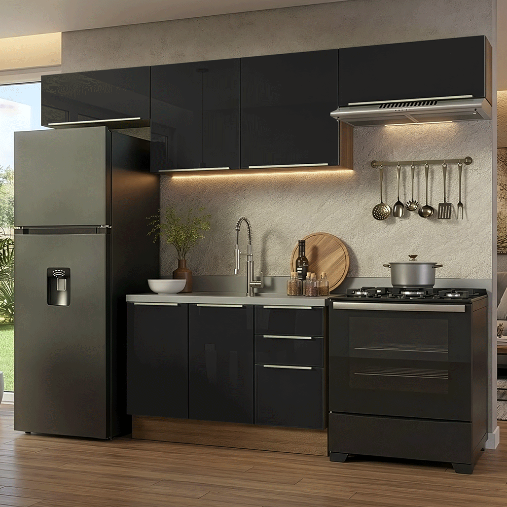 Combo completo de Cocina 280 x 60 cm Marrón/Negro Lux Madesa 02