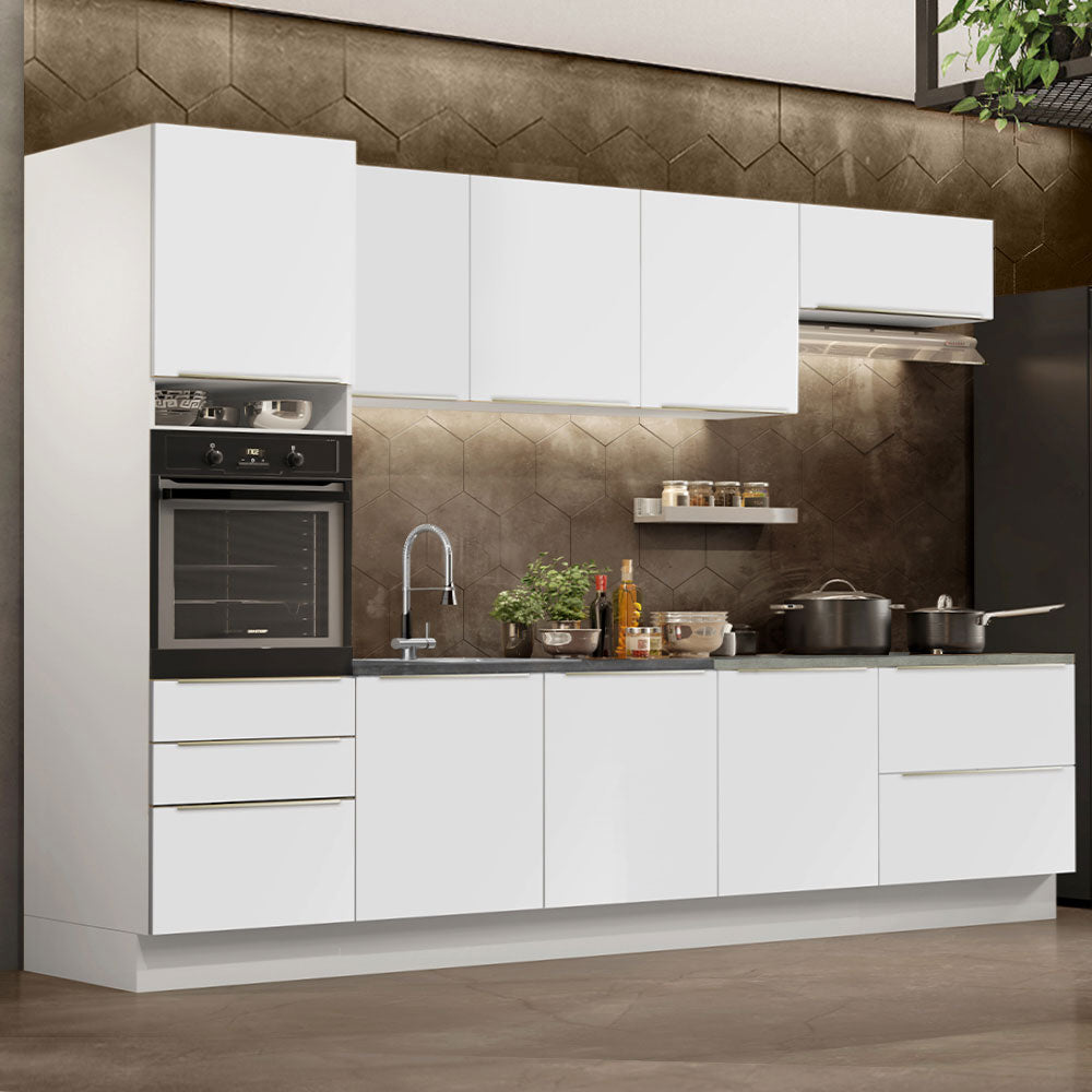 Combo Completo de Cocina 320 x 60 cm Blanco/Blanco Aterciopelado Lux Madesa 04