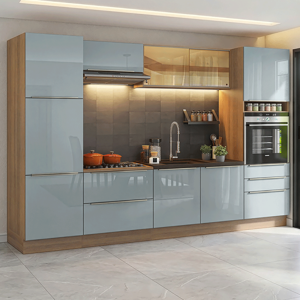 Combo completo de Cocina 320 cm Marrón/Gris Lux Madesa 08