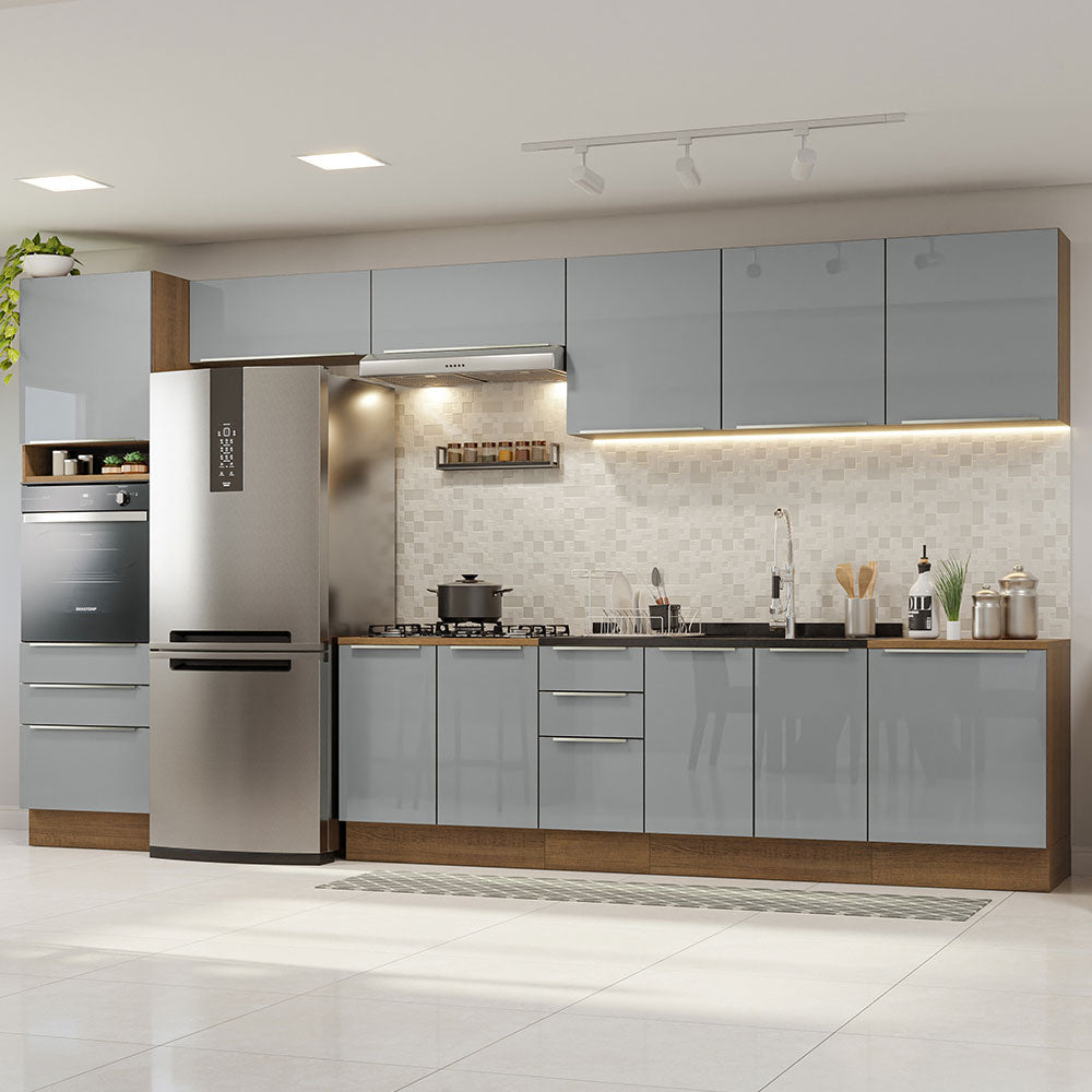 Combo completo de Cocina 400 cm Marrón/Gris Lux Madesa