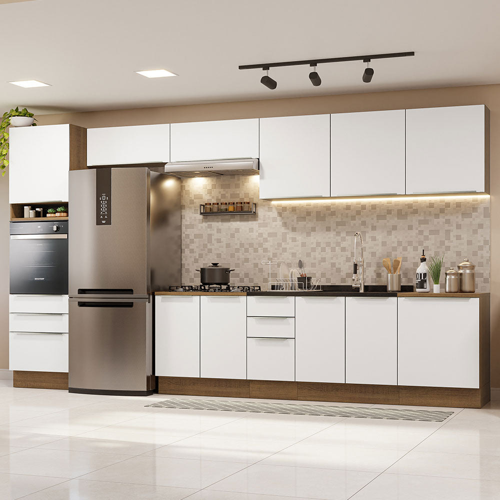 Combo Completo de Cocina 400 x 60 cm Marrón/Blanco Aterciopelado Lux da Thauane Madesa