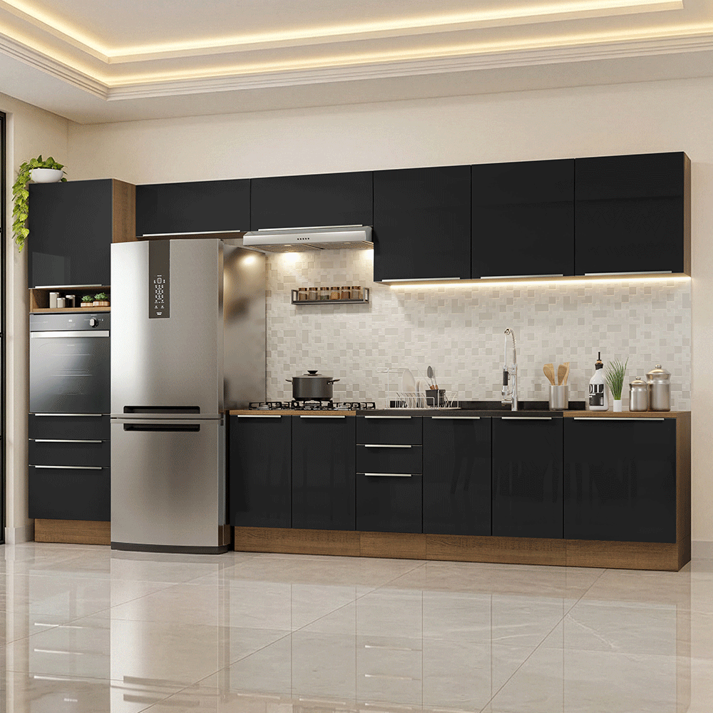 Combo completo de Cocina 400 cm Marrón/Negro Lux Madesa 05
