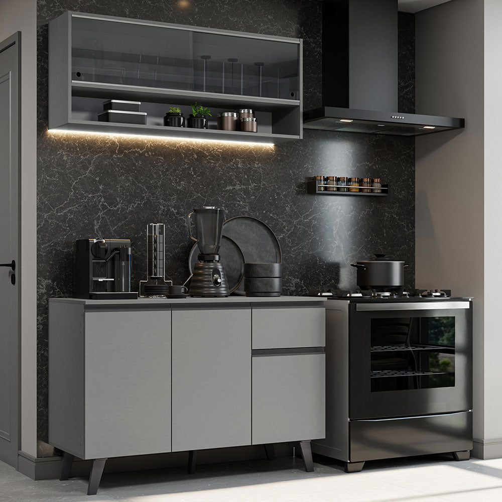 Cocina Compacta 120 cm Gris Nice Madesa 01