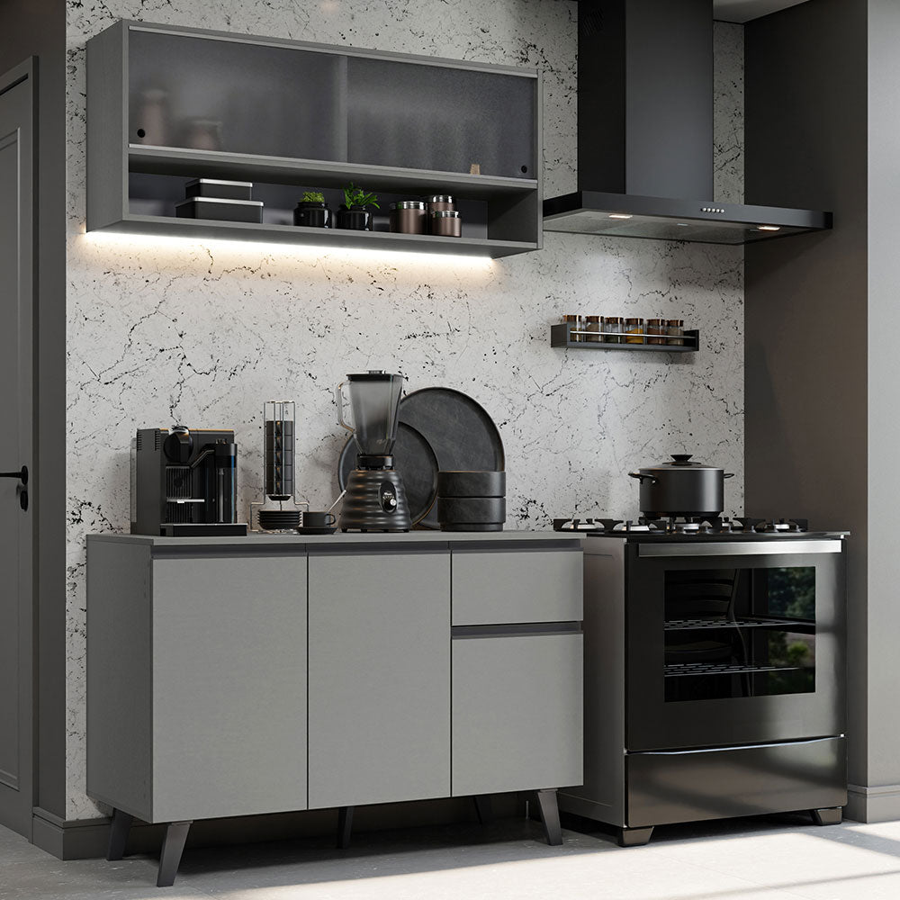 Cocina Compacta 120 cm Gris Nice Madesa 02