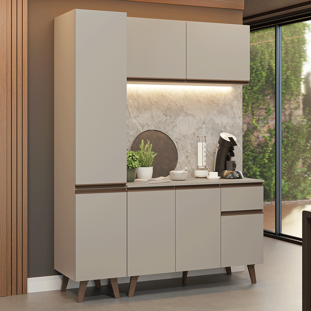 Cocina Compacta 160 cm Con Patas Nice Crema 01