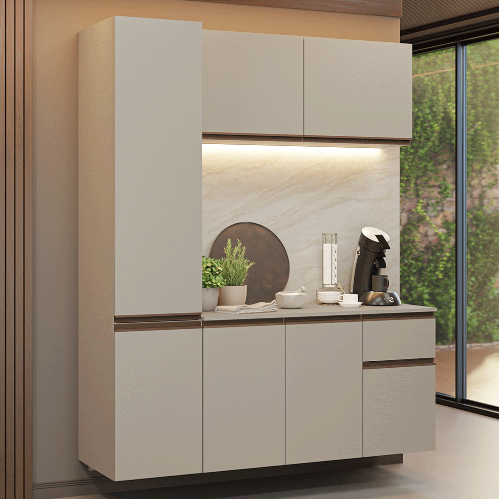 Cocina Compacta 160 cm Sin Patas Nice Crema 02