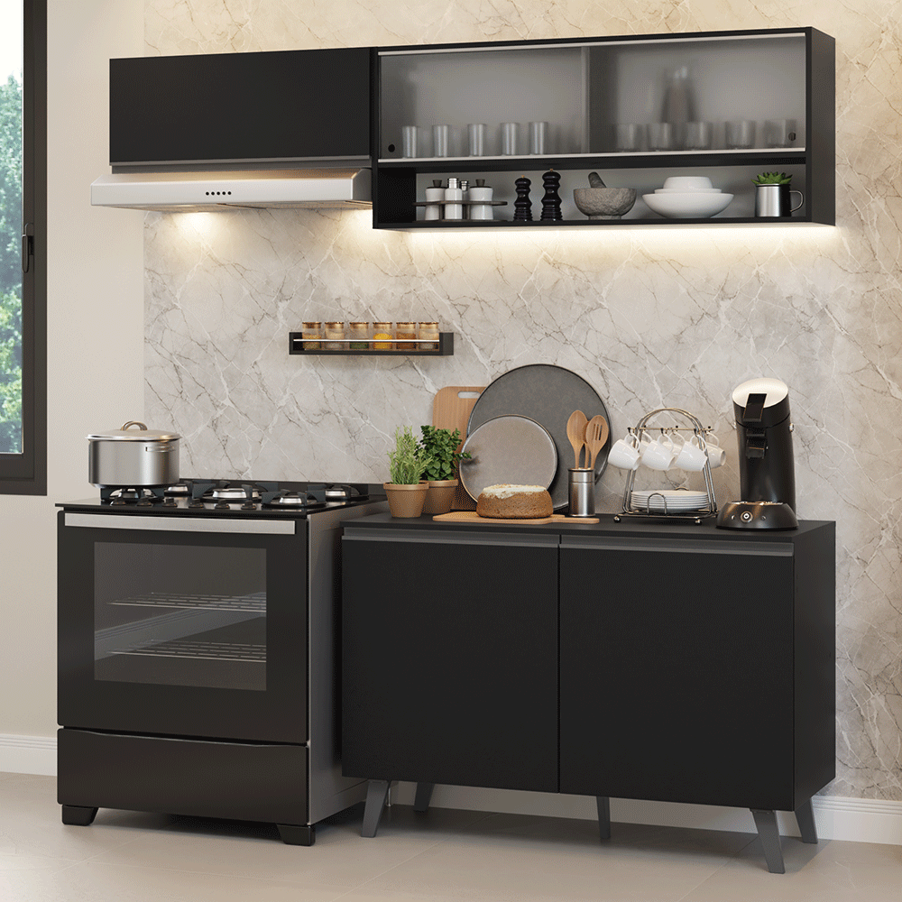 Cocina Compacta 200 cm Negro Nice Madesa 09