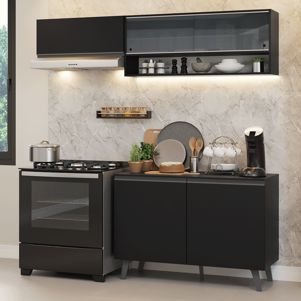 Cocina Compacta 200 cm Negro Nice Madesa 10