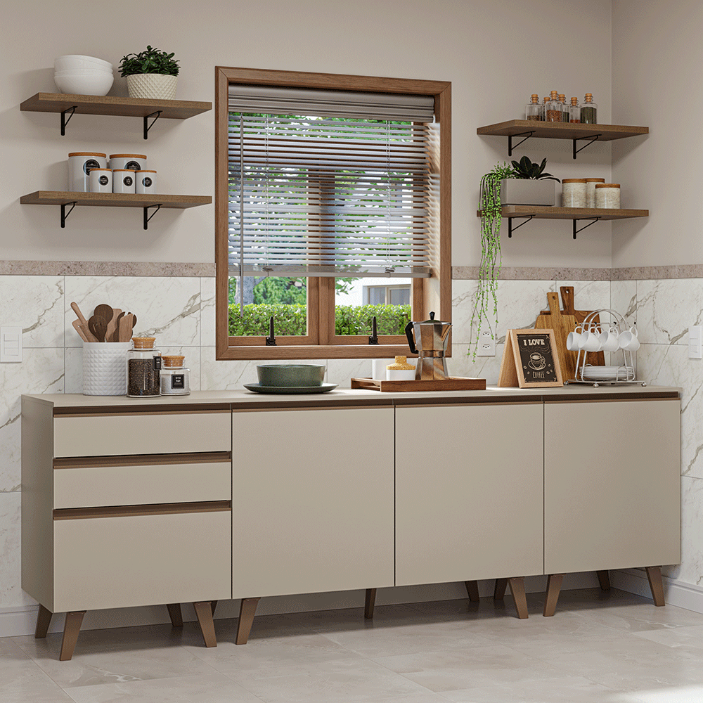 Combo completo de Cocina 240cm Crema Nice 01