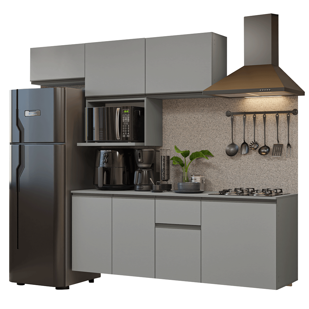 Combo completo de Cocina 240 cm Flotante Gris Nice Madesa 07