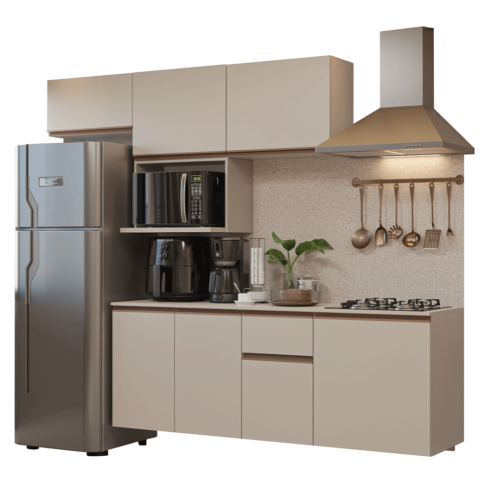 Combo completo de Cocina 240 cm Flotante Crema Nice Madesa 07