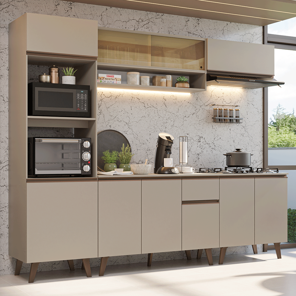 Combo de Cocina 260 cm Con Patas Nice Crema 01