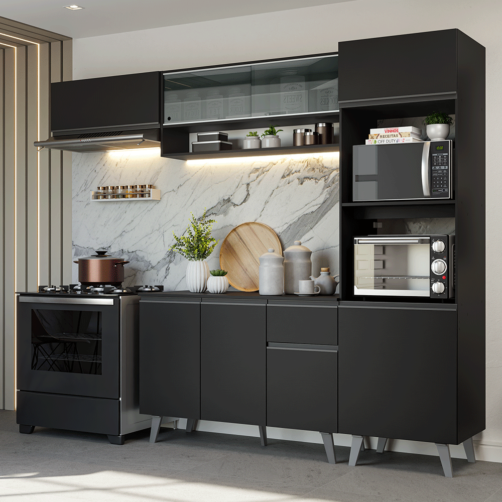 Combo completo de Cocina 260 cm Negro Nice Madesa 03