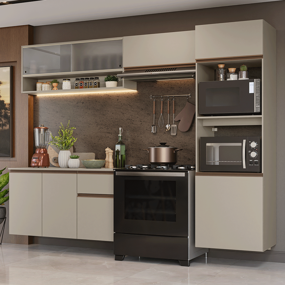Combo de Cocina 260 cm Sin Patas Nice Crema 11