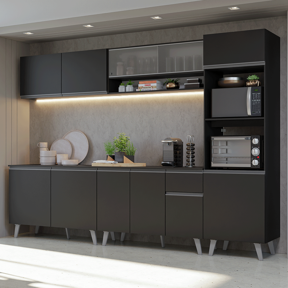 Combo Completo de Cocina 300 cm Negro Nice Madesa 02