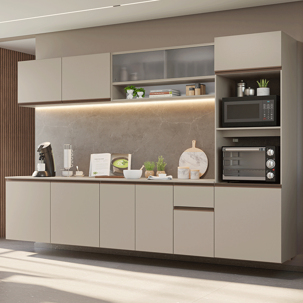 Combo de Cocina 300 cm Sin Patas Nice Crema 04