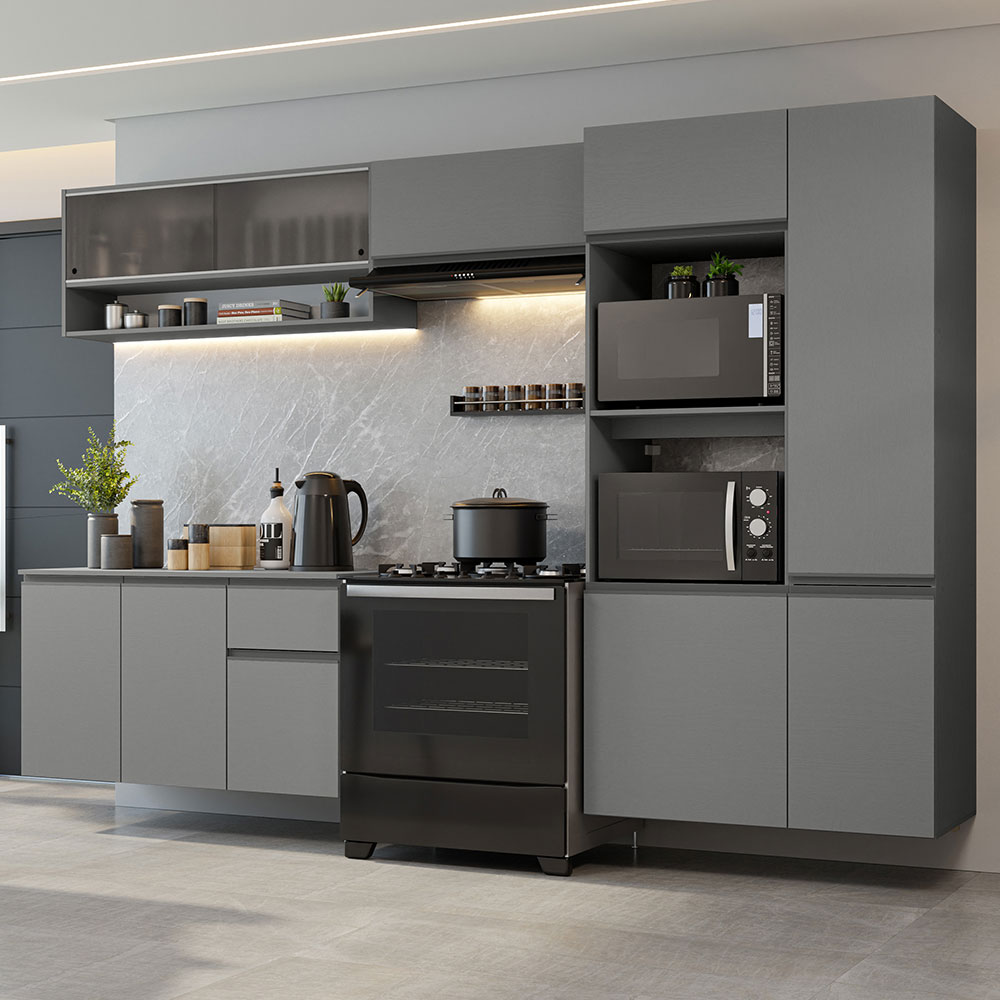 Combo Completo de Cocina Flotante 300 cm Gris Nice Madesa 06