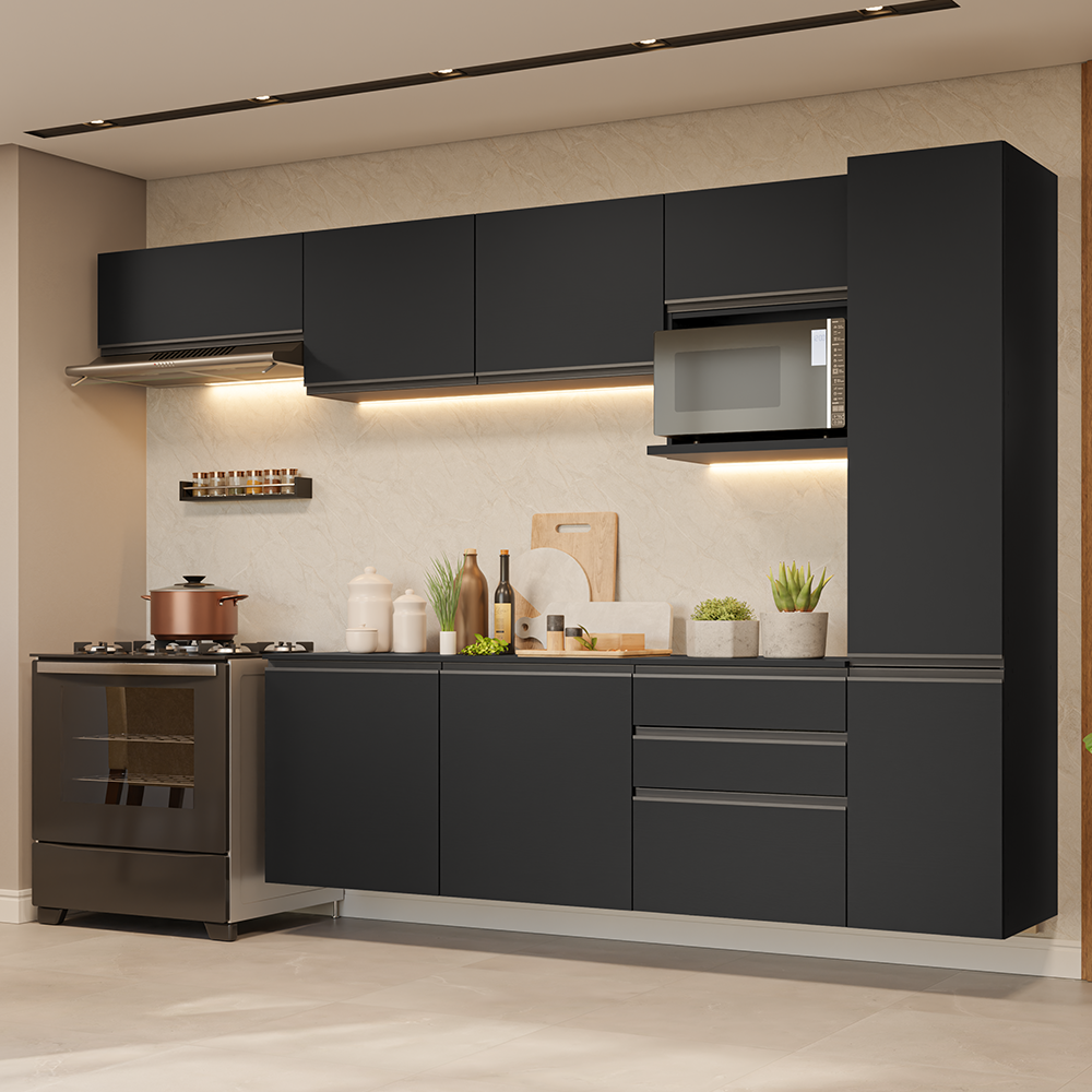 Combo Completo de Cocina 300 cm Flotante Negro Nice Madesa 10