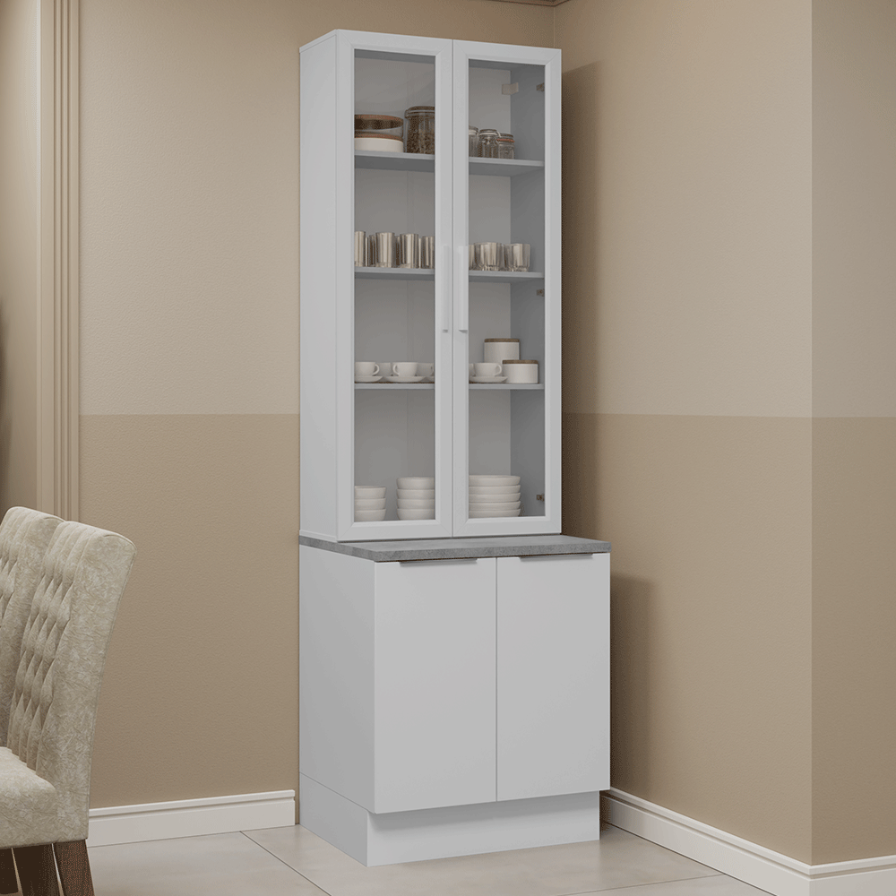 Kit Bajo Mesada + Cristalero 70cm Blanco Stella Madesa 02