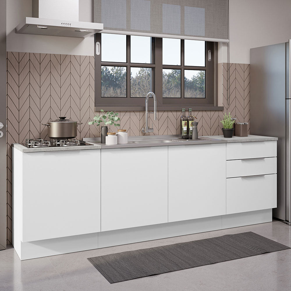 Cocina Compacta 240 cm Blanco Stella Madesa 01